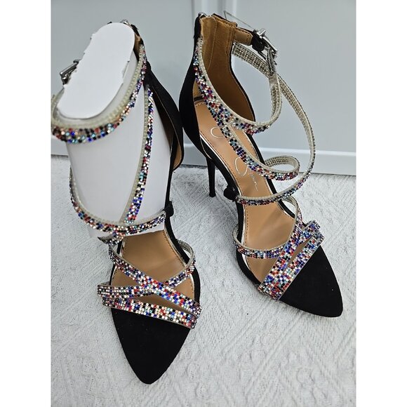 Jessica Simpson Shoes - Jessica Simpson Wylanne Black Multicolor Strap Wrap Stiletto Heels